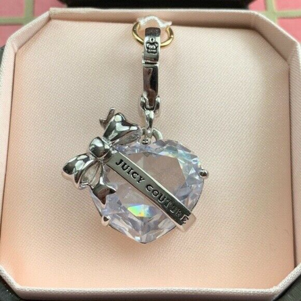 Vintage Juicy Couture Clear Heart Banner Charm